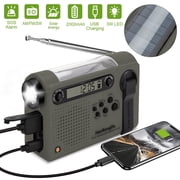 NOAA Weather Radio, EEEkit 2000mAh Emergency Solar Hand Crank Radio with SOS Alarm, Support FM/AM/WB