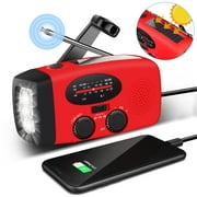 NOAA Weather Radio, EEEkit Portable Battery Operated Radio with LED Flashlight, 2000mAh Power Bank, SOS Alarm, FM AM SW Emergency Solar Hand Crank Radio for Camping, Hiking, Traveling