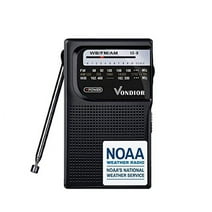 NOAA Weather Radio - Emergency Noaa/AM/FM Battery Operated Portable Radio with Best Reception. Hurricane Supplies for Home. Powered by 2 AA Batteries, by Vondior (Black)