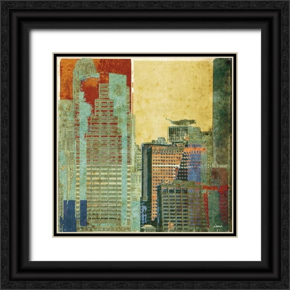 NOAH 12x12 Black Ornate Wood Framed with Double Matting Museum Art Print Titled - Urban Blocks II