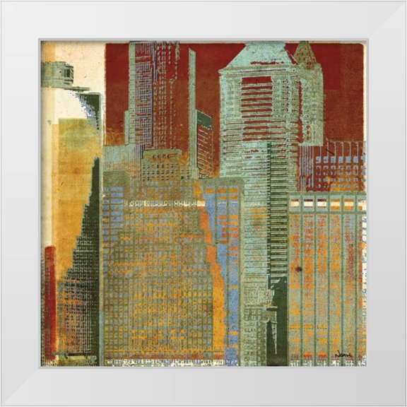 NOAH 12x12 White Modern Wood Framed Museum Art Print Titled - Urban Blocks I