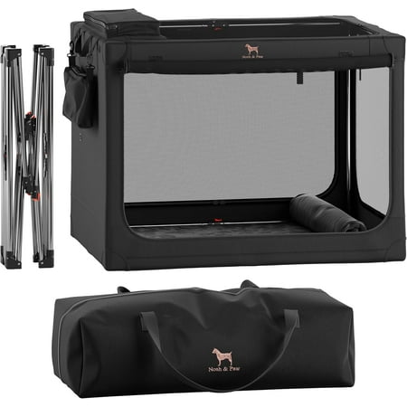NOAH & PAW Collapsible Dog Crate 30 Inches, Large Dog Crate for Large Medium Breeds, Travel Kennel for Car, Including Pet Mat for Pet Cage, 2 Storage Pockets, Handbag, 10mm Locking Zipper 30*21*21