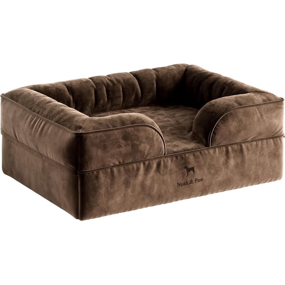 NOAH & PAW Dog Bed, 28x23x11 Inch, Orthopedic Dog Beds for Medium Size Pets, Eggshell Memory Foam Infused with Cooling Gel, Waterproof, Machine Washable, Includes Inner Cover (Velvet Collection)