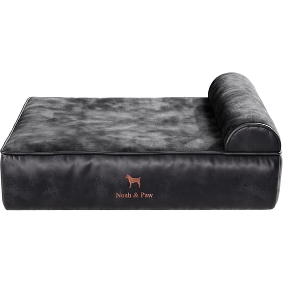 NOAH & PAW Dog Bed, 28x23x11 Inch, Orthopedic Dog Beds for Medium Size Pets, Eggshell Memory Foam Infused with Cooling Gel, Waterproof, Machine Washable, Includes Inner Cover (Vegan Leather)