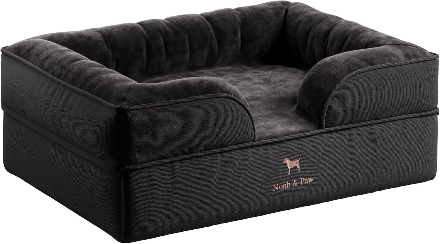 NOAH & PAW Dog Bed, 28x23x11 Inch, Orthopedic Dog Beds for Medium Size Pets, Eggshell Memory Foam Infused with Cooling Gel, Waterproof, Machine Washable, Includes Inner Cover (Denim Collection)