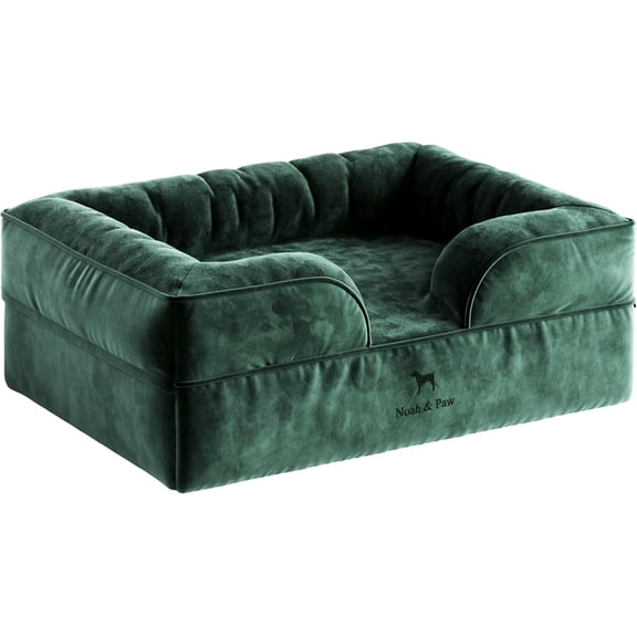 NOAH & PAW Dog Bed, 28x23x11 Inch, Orthopedic Dog Beds for Medium Size Pets, Eggshell Memory Foam Infused with Cooling Gel, Waterproof, Machine Washable, Includes Inner Cover (Velvet Collection)