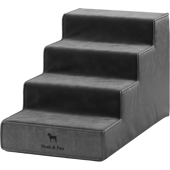 NOAH & PAW Dog Stairs, Dog Ramp for Bed (32" Extra Wide) Pet Stairs for High Bed, Design to Fit Small and Large Breeds, Durable 4 Pet Steps for Couch (35 Foam Density) Leather Collection