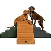 NOAH & PAW Dog Stairs, Dog Ramp for Bed 35 Extra Wide Pet Stairs for High Bed, Design to Fit Small and Large Breeds, Durable 5 Pet Steps for Couch 35 Foam Density Leather Collection