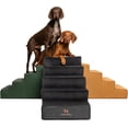 thumbnail image 1 of NOAH & PAW Dog Stairs, Dog Ramp for Bed (35" Extra Wide) Pet Stairs for High Bed, Design to Fit Small and Large Breeds, Durable 5 Pet Steps for Couch (35 Foam Density) Leather Collection, 1 of 1