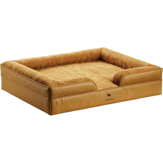 NOAH & PAW Giant Dog Bed XXL 55x45x11 Inch, Orthopedic Dog Beds, Eggshell Memory Foam Infused with Cooling Gel, Waterproof, Machine Washable, Includes Inner Cover (Vegan Leather)