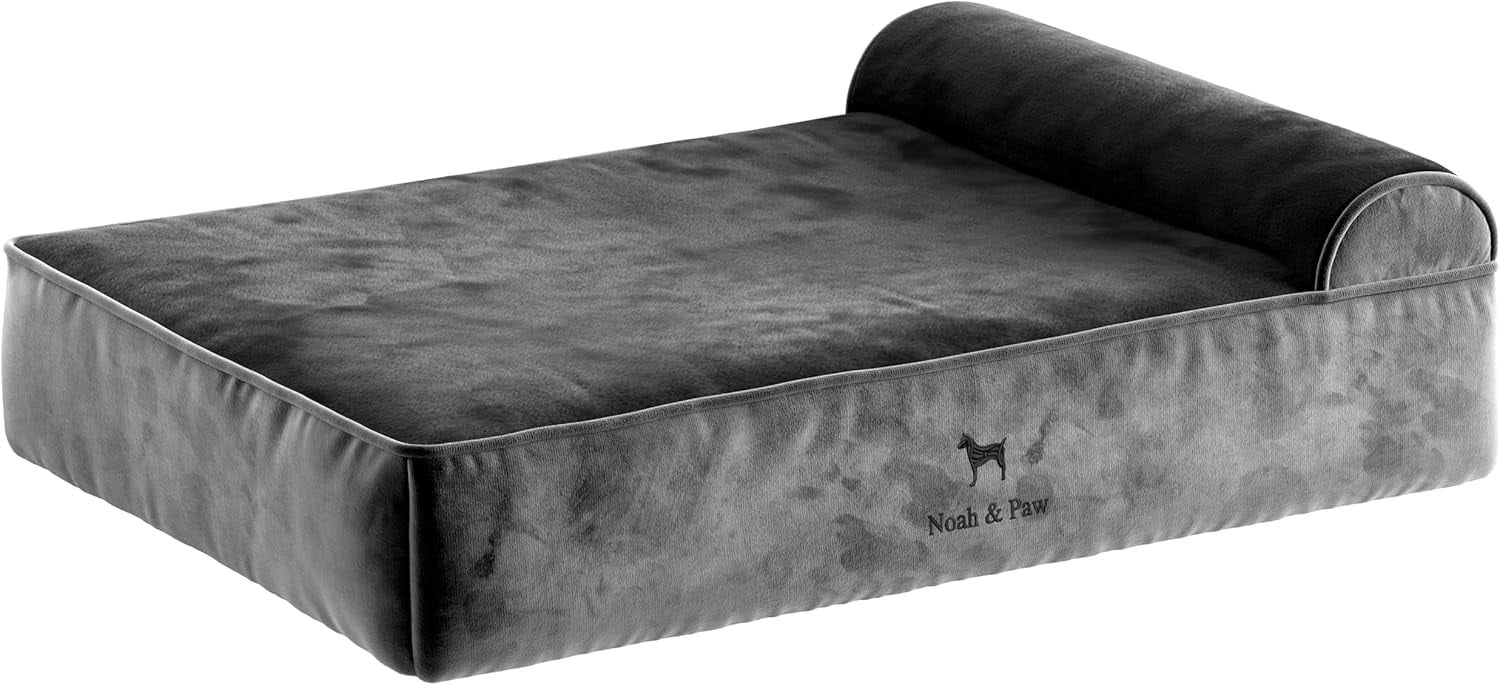 NOAH & PAW Giant Dog Bed XXL 55x45x11 Inch, Orthopedic Dog Beds, Eggshell Memory Foam Infused with Cooling Gel, Waterproof, Machine Washable, Includes Inner Cover (Velvet Collection)