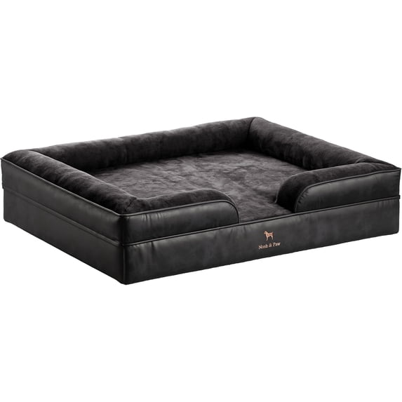 NOAH & PAW Giant Dog Bed XXL 55x45x11 Inch, Orthopedic Dog Beds, Eggshell Memory Foam Infused with Cooling Gel, Waterproof, Machine Washable, Includes Inner Cover (Vegan Leather)
