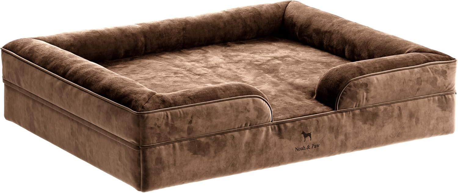 NOAH & PAW Giant Dog Bed XXL 55x45x11 Inch, Orthopedic Dog Beds, Eggshell Memory Foam Infused with Cooling Gel, Waterproof, Machine Washable, Includes Inner Cover (Velvet Collection)