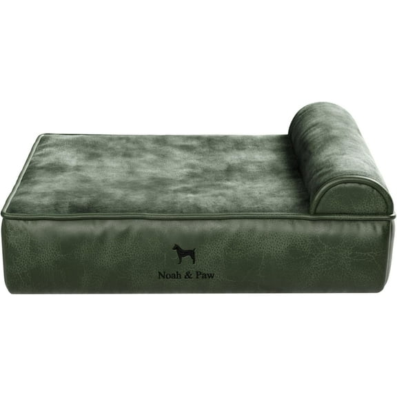 NOAH & PAW Small Dog Bed, 20x15x6.5 Inch, Cat Bed for Indoor Cats, Orthopedic Eggshell Memory Foam Infused with Cooling Gel, Waterproof, Machine Washable, Includes Inner Cover (Vegan Leather)