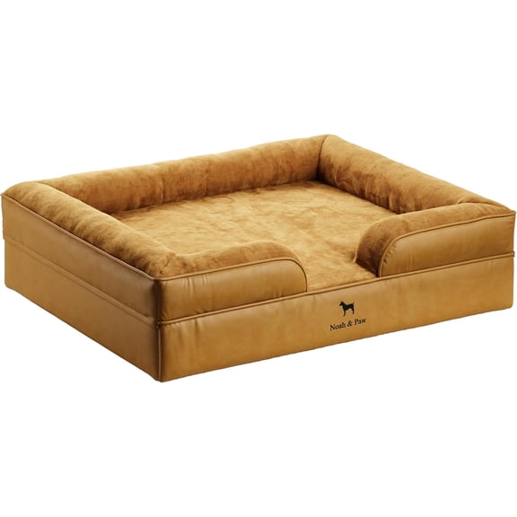 NOAH & PAW XL Dog Bed, 45x35x11 Inch, Orthopedic Large Dog Beds, Eggshell Memory Foam Infused with Cooling Gel, Waterproof, Machine Washable, Includes Inner Cover (Vegan Leather)