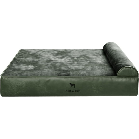 NOAH & PAW XL Dog Bed, 45x35x11 Inch, Orthopedic Large Dog Beds, Eggshell Memory Foam Infused with Cooling Gel, Waterproof, Machine Washable, Includes Inner Cover (Vegan Leather)
