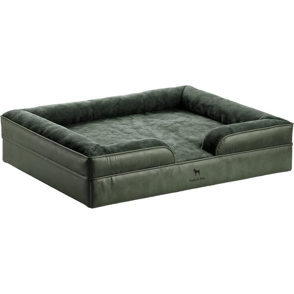 NOAH & PAW XL Dog Bed, 45x35x11 Inch, Orthopedic Large Dog Beds, Eggshell Memory Foam Infused with Cooling Gel, Waterproof, Machine Washable, Includes Inner Cover (Vegan Leather)