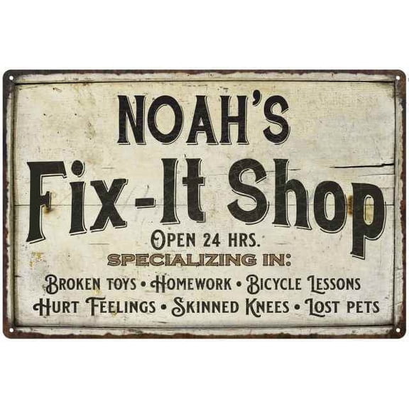 NOAH'S Fix-It Shop Sign Grandpa Dad Wall Decor Gift 8x12 Metal 208120006461