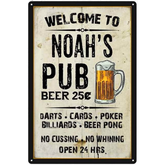 NOAH'S Pub Sign Vintage Man Cave Bar Wall Decor Gift 12x18 Metal 112180028461