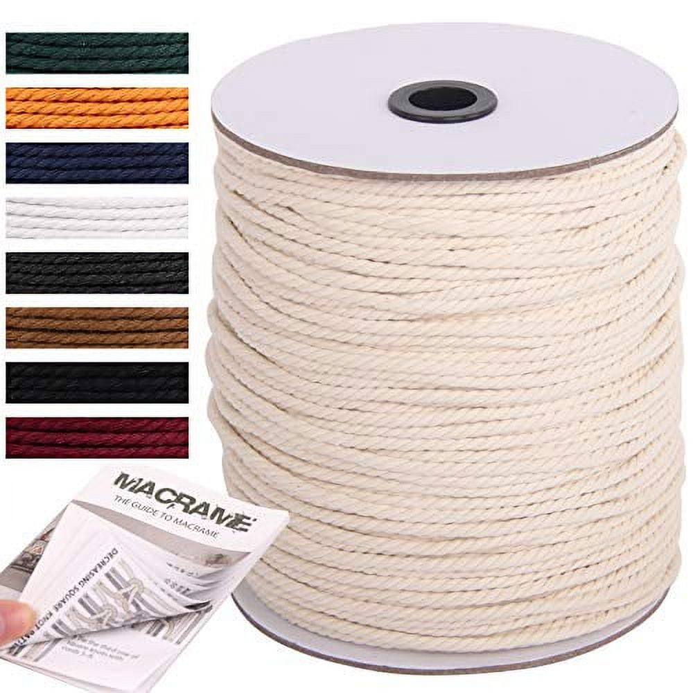 NOANTA Macrame Cord 3mm x 328yards, 100% Natural Cotton Macrame Rope Cotton Cord, Perfect Macrame Supplies for Wall Hanging, Plant Hangers, Crafts