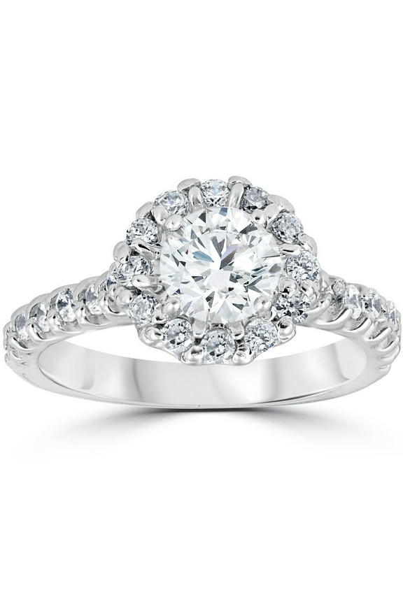 1 Ct Round Cut Diamond Ring for Her - 14K White Gold Plated Rings - Engagement Designer Silver Ring for Women's - Beautiful Silver Diamond Beautiful Special Occasion Rings for Her