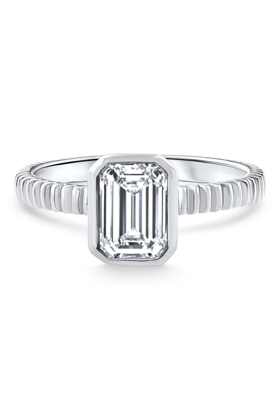 14K White Gold Plated Diamond Ring - Emerald Cut 1.8 Ct VVS1/D Diamond Solitaire Ring - Solitaire One Stone Wedding Engagement Ring For Women's - Forever Diamond Ring for Women's