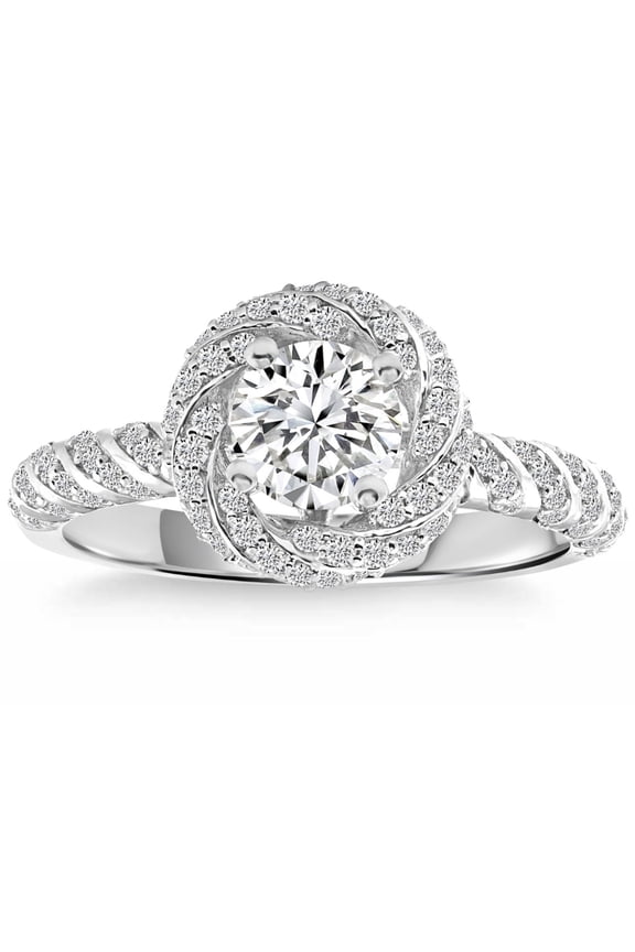 14K White Gold Plated Rings For Her - Round Cut Excellent 1.3 Ct Diamond Ring For Women's - 9th Year Anniversary Gifts for Women's - Christmas Special Gift for Her - Gifts for Birthday