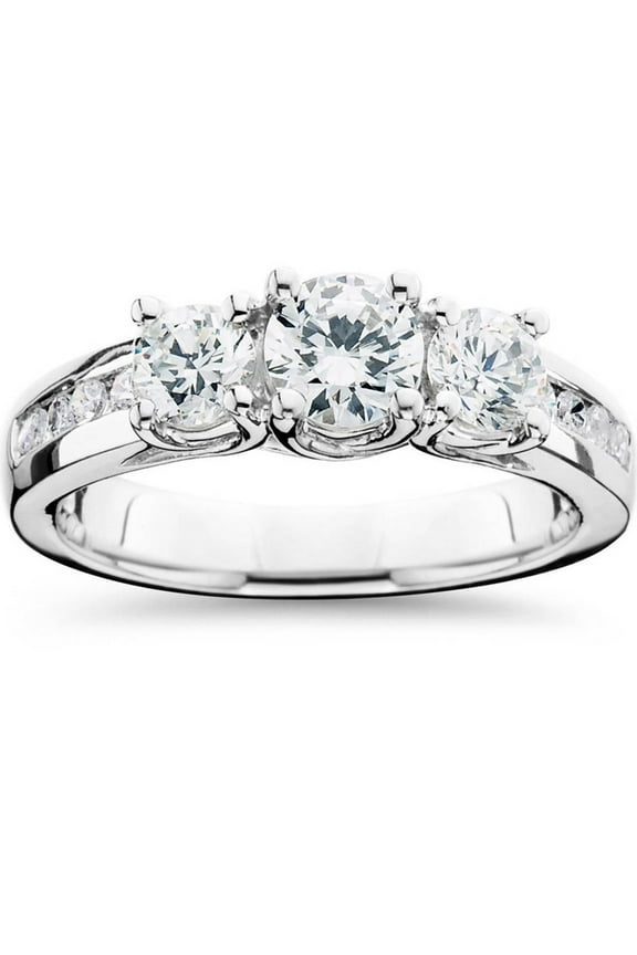 Classic 2 Ct Round Cut Diamond Engagement Ring - Lab Created Simulated Stone in 14K White Gold Plated Ring - Prong Set for Maximum Sparkle - Wedding Jewellery For Bridesmaids Silver