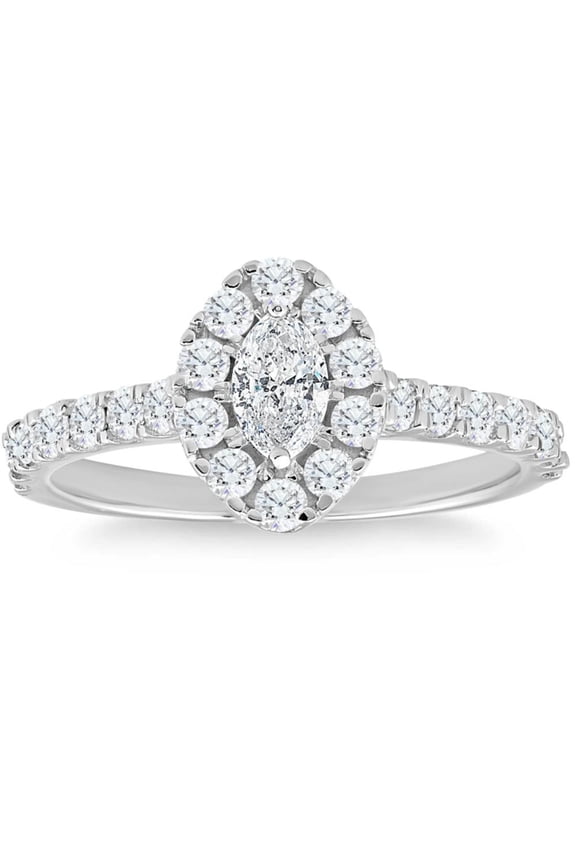 Marquise Cut 1.2 Ct Lab Created Diamond Engagement Wedding Ring - Stamped 14K White Gold Plated Diamond Ring for Women's - Wedding Jewellery For Bridesmaids Silver - Birthday Gifts