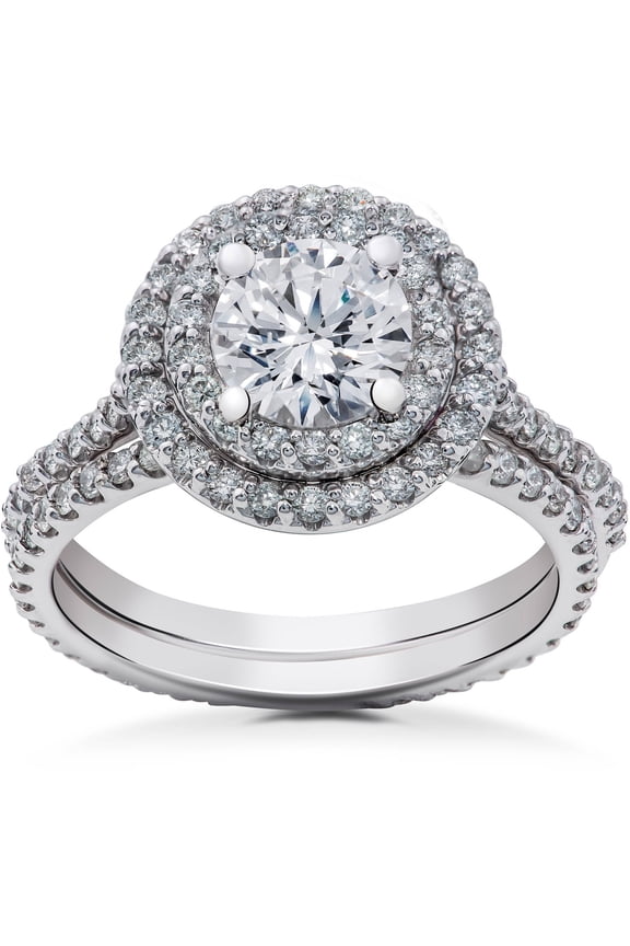 Round Cut 1.4 Ct Excellent White Diamond Rings - 14K White Gold Plated Ring - Wedding Proposal Rings for Her - 23rd Anniversary Gifts Not Too Expensive - Special Occasion Ring Her