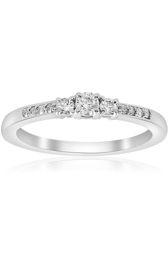 Simple Unique Anniversary Diamond Ring - 1 Ct Round Cut Lab Created Simulated Diamond in 14K White Gold Plated Prong Setting - Ideal Engagement Ring for Women - Perfect Gift for Her