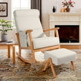 thumbnail image 1 of NOBLEMOOD Burlywood Upholstered Rocking Chair with Pillow, Side Pocket, 1 of 6