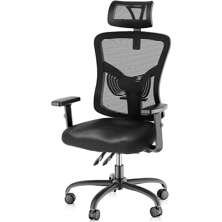 NOBLEWELL Ergonomic Office Chair High Back Mesh Computer Chair with Lumbar  Support Adjustable Armrest, Backrest and Headrest,BIFMA Certified 