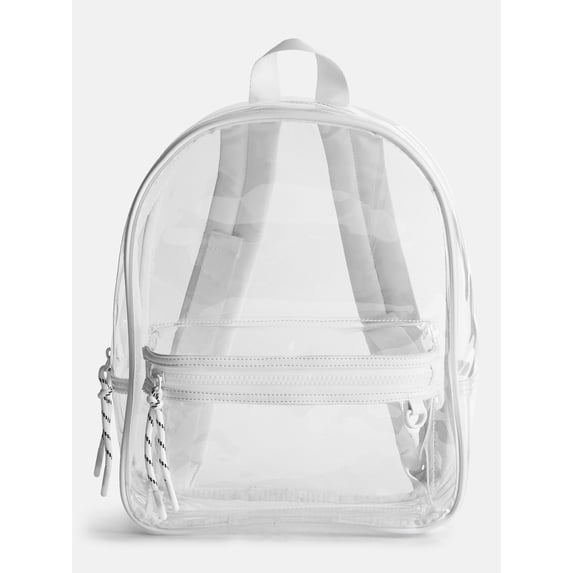 No Boundaries Women's Game Day Clear Mini Backpack, White