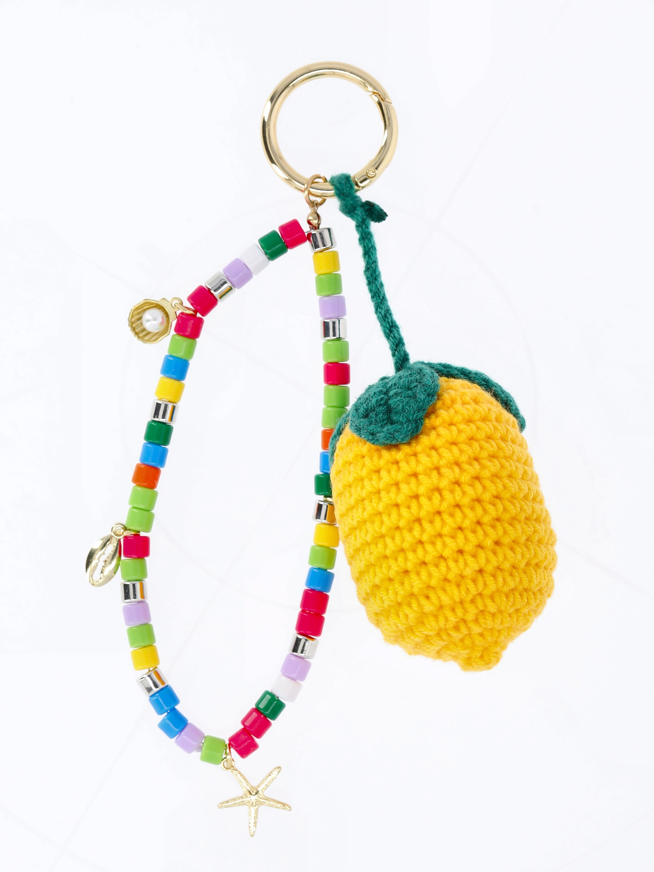 No Boundaries Women's Festival Bag Charm, Yellow Crochet Lemon