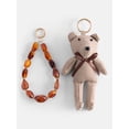 thumbnail image 1 of No Boundaries Women’s Plaid Bear Bag Charms, Brown, 1 of 4