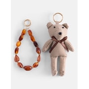 Women’s Plaid Bear Bag Charms, Brown