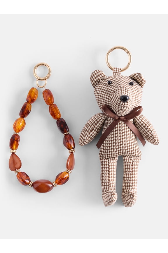 Women’s Plaid Bear Bag Charms, Brown
