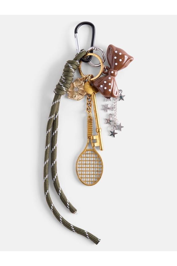 Women's Assorted Bow and Bungee Cord Bag Charms, Brown