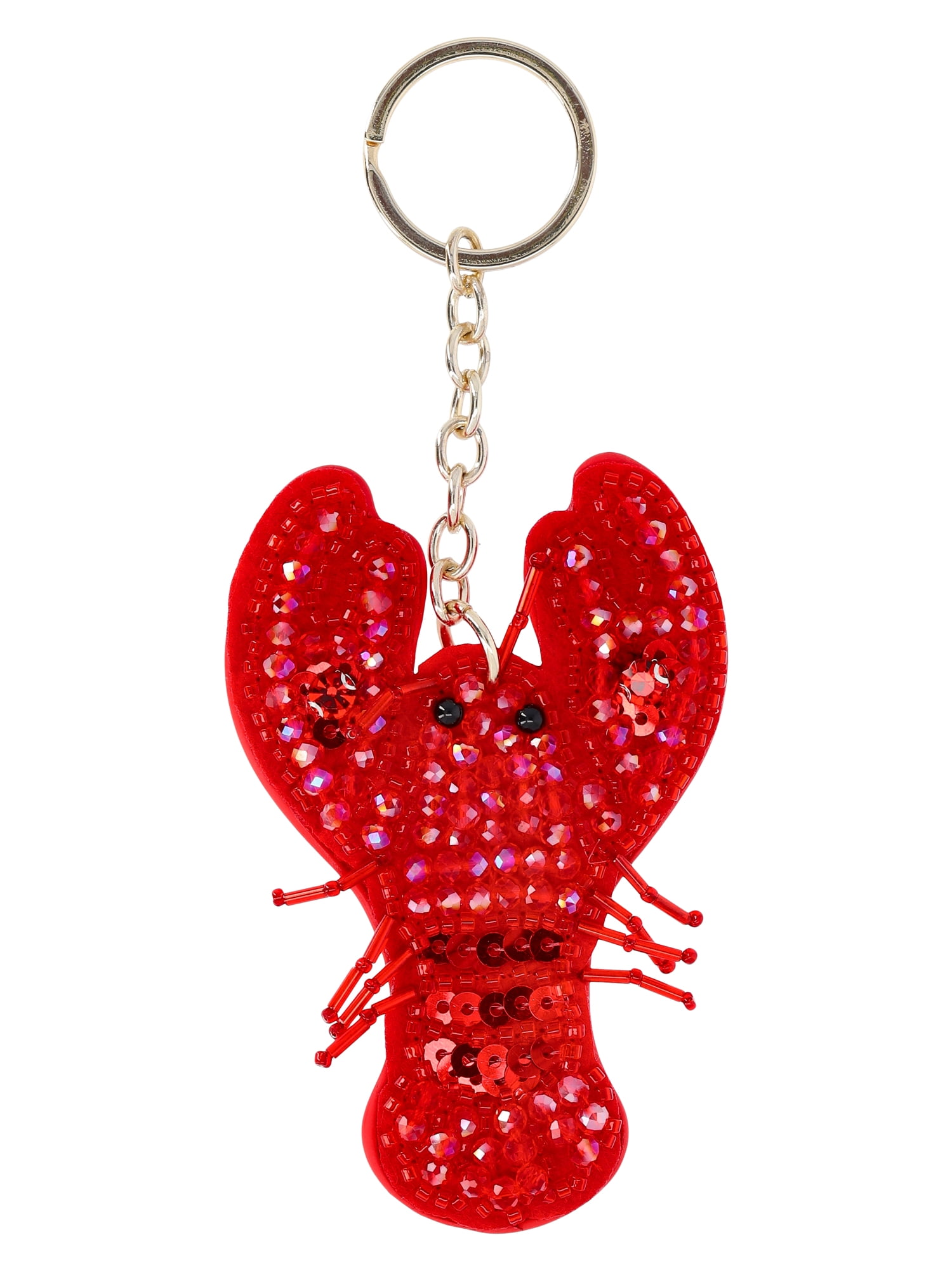 No Boundaries Women's Beach Icons Bag Charm, Red Rhinestone Lobster