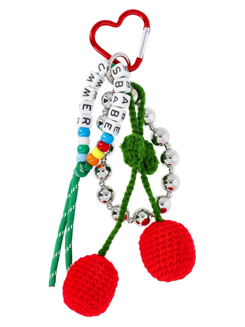 No Boundaries Women's Festival Bag Charm, Red Crochet Cherry