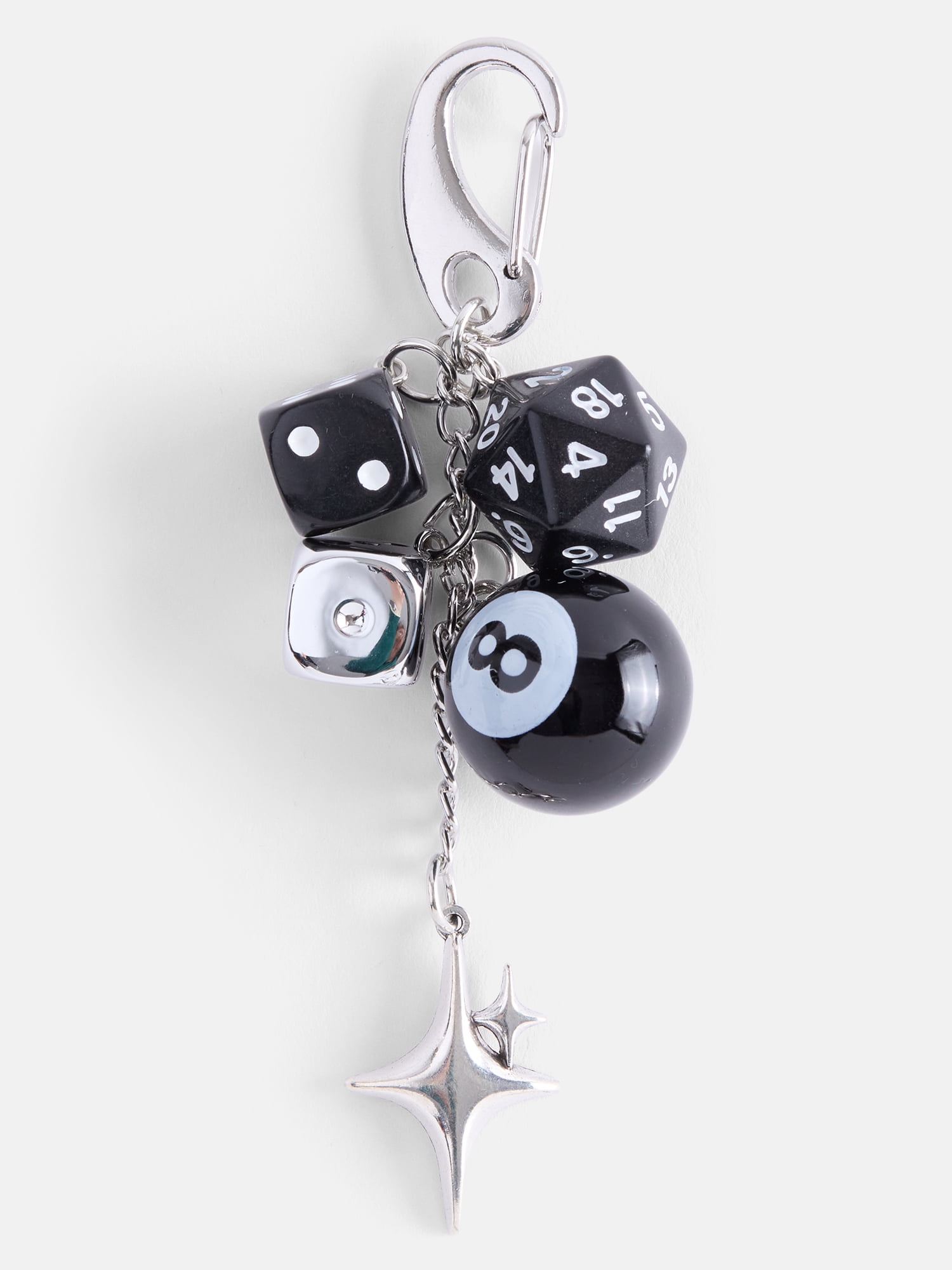 No Boundaries Women’s Dice and 8 Ball Bag Charms, Black