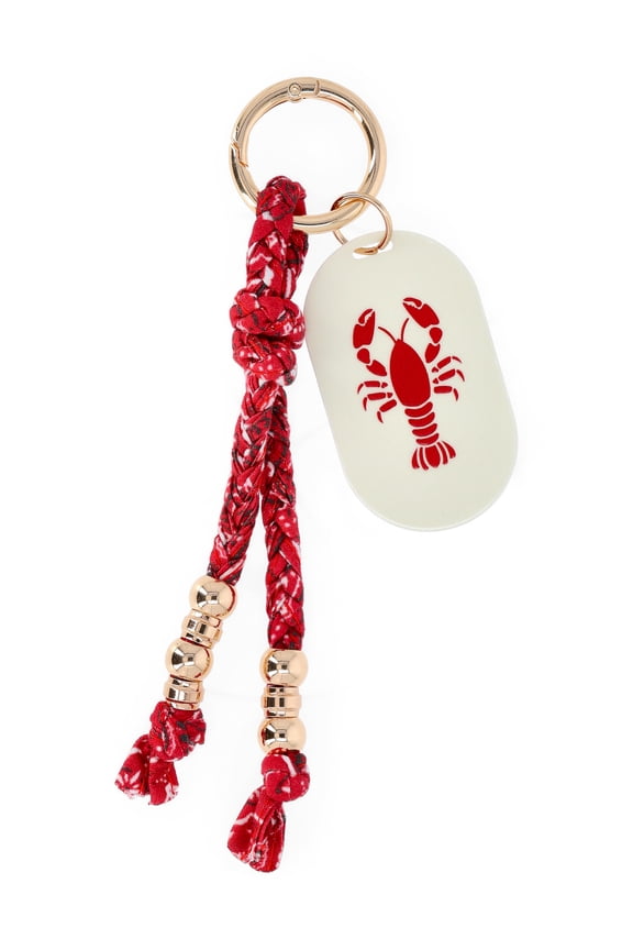 Women's Beach Icons Bag Charm, Red Bandana with Lobster Charm
