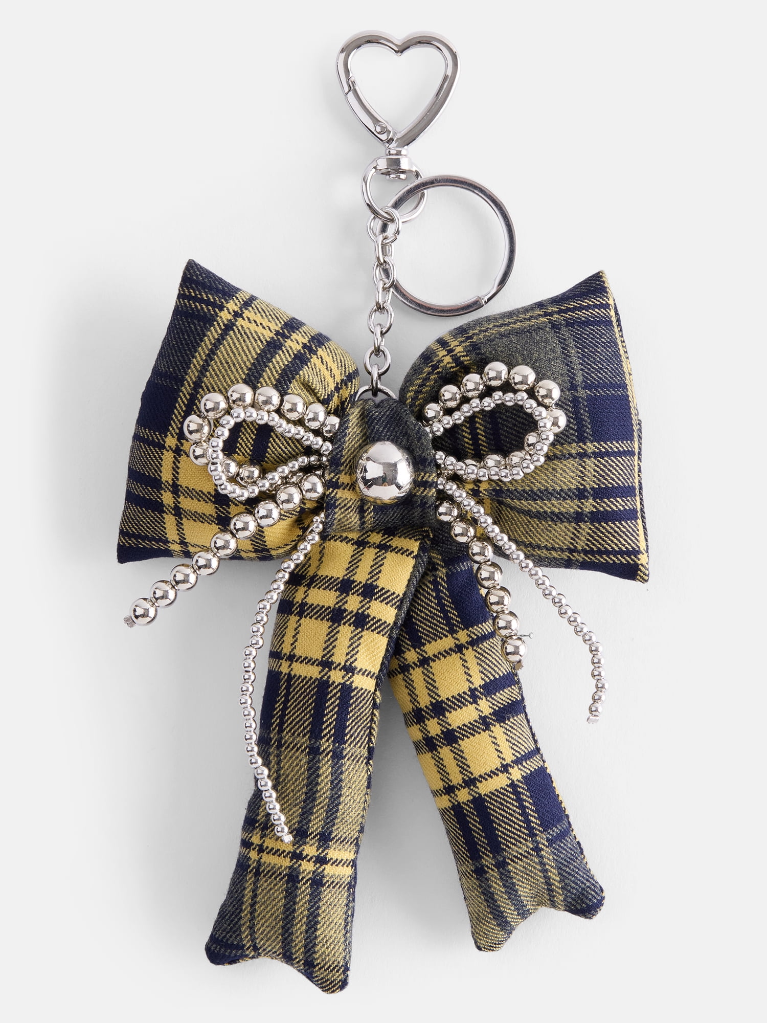 No Boundaries Women’s Plaid Bow Bag Charm, Yellow