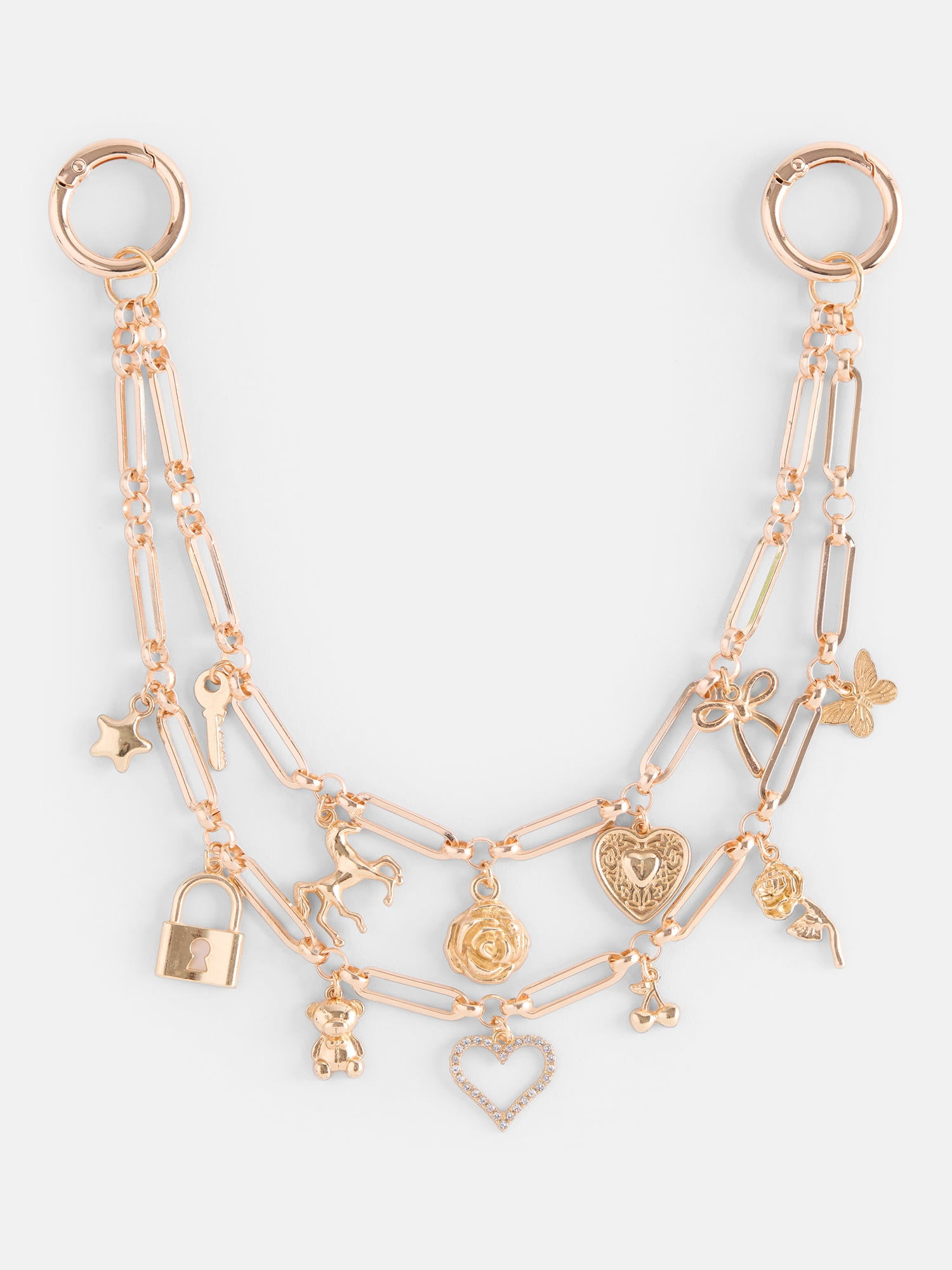No Boundaries Women’s Swag Chain Bag Charms, Gold Tone