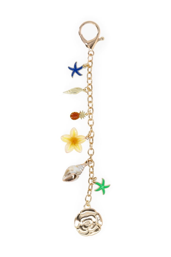 Women's Festival Bag Charm, Gold Beach Clutter