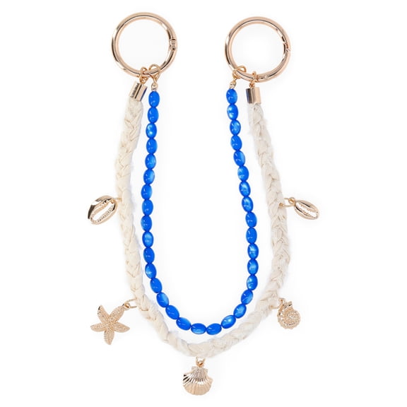 No Boundaries Women's Beach Icons Bag Charm, Natural Rope & Bead Swag Chain