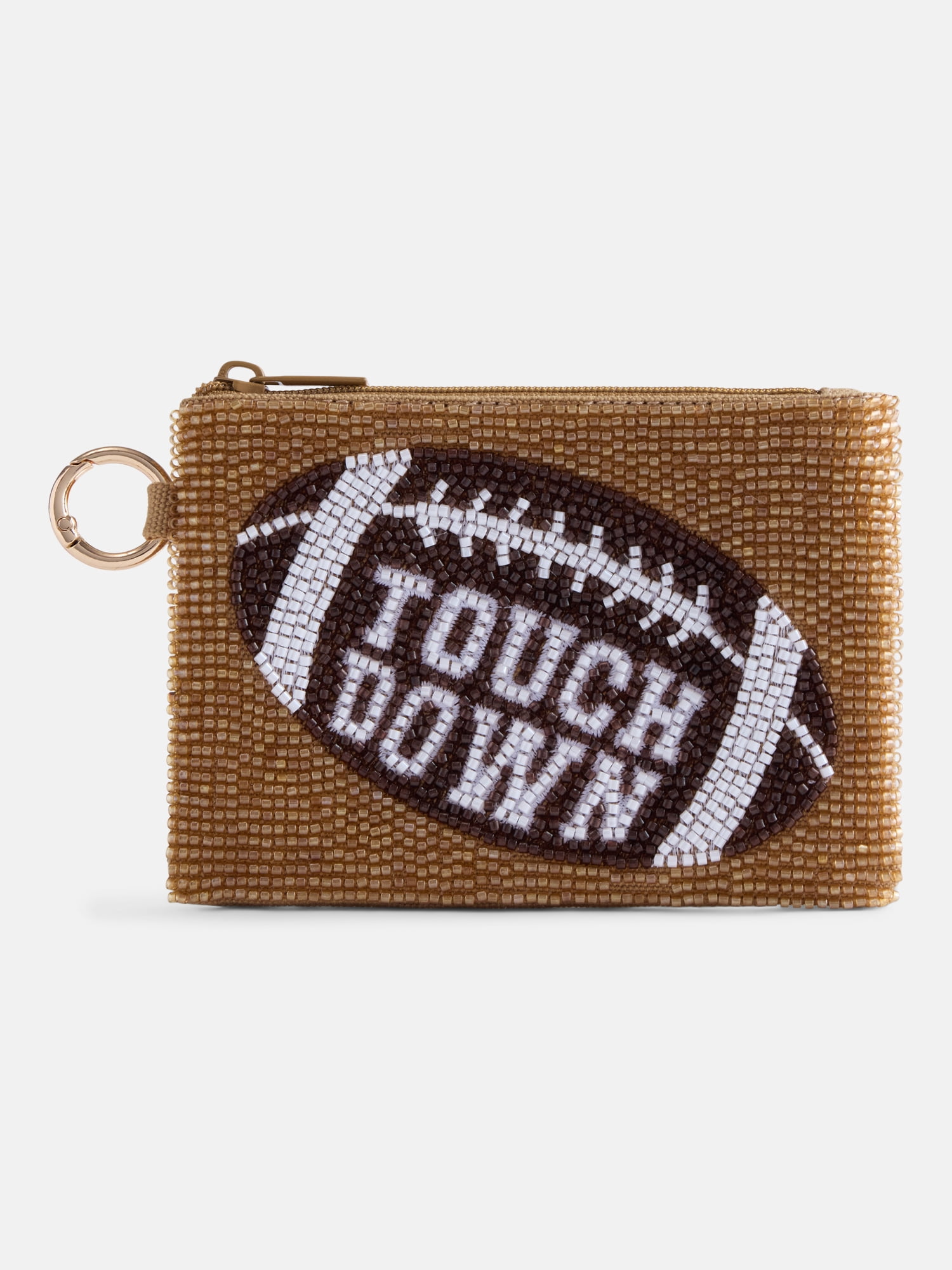 No Boundaries Women’s Game Day Touchdown Beaded Pouch, Gold