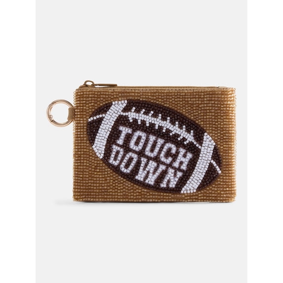 No Boundaries Women’s Game Day Touchdown Beaded Pouch, Gold