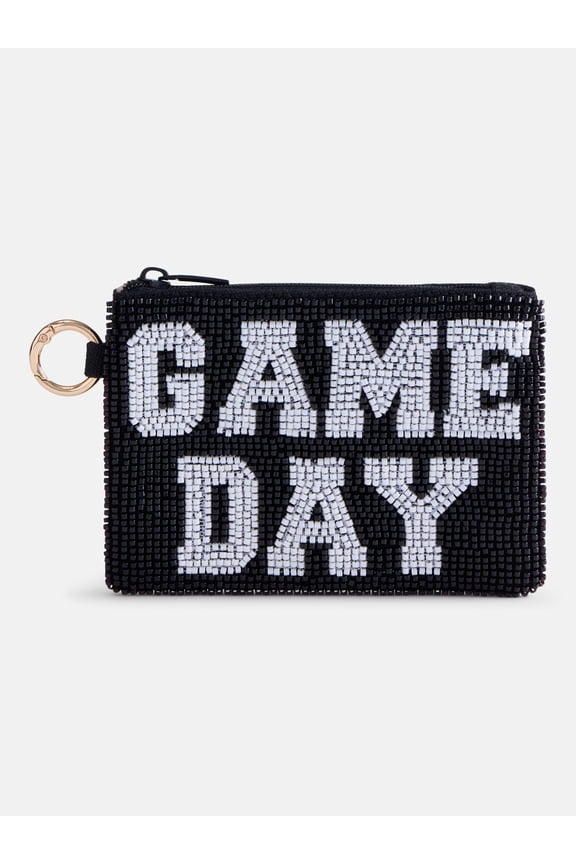 Women’s Game Day Beaded Pouch, Black